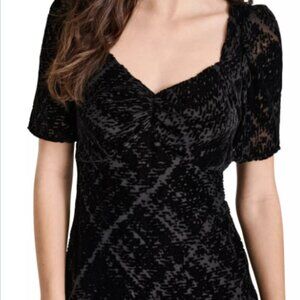Women's Black V-Neck A-Line Dress